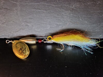 Raubfaktor Spinner #2 mit Streamer / gold / Kunstköder, Hecht, Barsch, Forelle