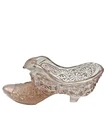 Fenton Glass Slipper Figurine with Cat Head Pink Iridescent Daisy Button Design