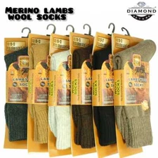 6-12 Pairs Men Merino Lambs Wool Socks Winter Heavy Duty Thermal Boots Size10-13