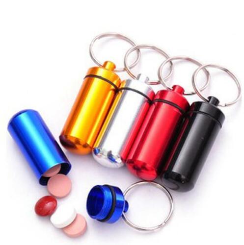 METAL STASH CAN PILL BOX CASE CONTAINER KEY RING CHAIN WITH POWDER PILLBOX GEO - Picture 3 of 9