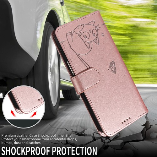 For iPhone 16 15 14 13 12 11 XR Cute Cat Pattern Wallet Phone Case Leather - Picture 18 of 30