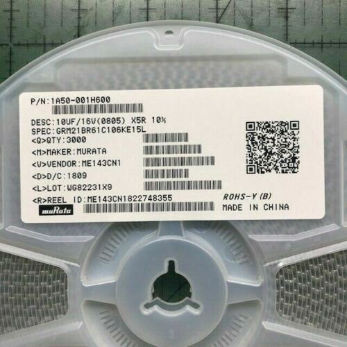 MURATA MLCC Capacitor GRM21BR61C106KE15L 0805 10uF 16v X5R 10% RoHS NEW 3k/reel - Picture 3 of 3