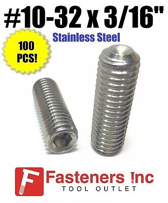 Cup,10-32,Passivated,Socket Set Screw,3/16 in Overall Length,300 Stainless Steel,Pk 5,20408892624 Cup,10-32,Passivated,Socket Set Screw,3/16 in Overall Length,300 Stainless Steel,Pk 5,20408892624