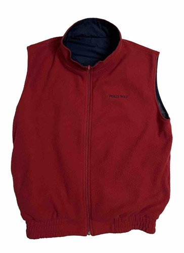 Polo Golf Ralph Lauren Reversible Mens Vest Sz L Navy Windbreaker Red Fleece E-4 - Picture 4 of 18