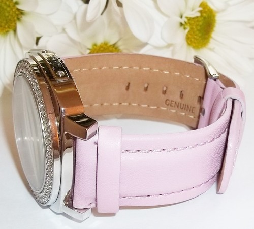 Marc Ecko Damenuhr E95012L1 Pave Kristall Lünette Rosa Lederband Neu mit Etikett - Bild 3 von 8