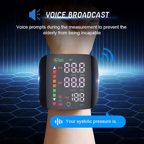 Rechargeable LED Wrist Blood Pressure Monitor Voice Broadcast Heart Rate Monitor - Picture 7 of 11