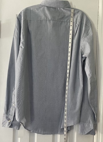 NWT! $29 Reed Edward Mens Size Large Gray Striped Button Up Cotton Shirt - Picture 6 of 7