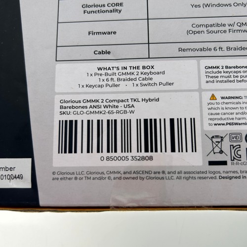 Glorious - GMMK 2 Prebuilt 65% Compact Wired Mechanical Linear Switch Gaming Key - Picture 10 of 11