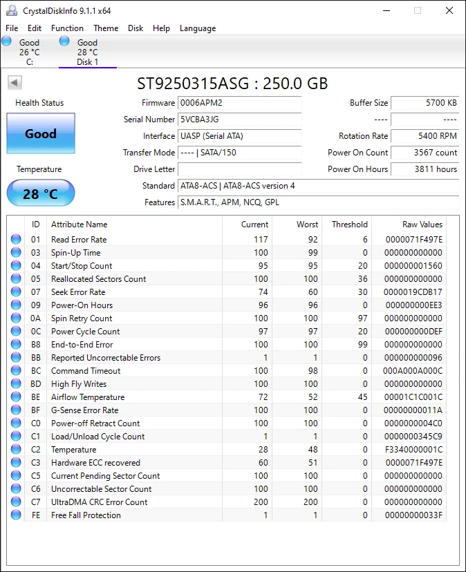 ST9250315ASG pn: 9KAG32-041 fw: 0006APM2 sn: 5VC 250GB WU 2.5 SATA APPLE/Seagate - Image 2 of 3