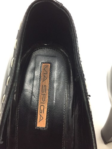Via Spiga Peep Toe Pumps 9.5 M Black Patent Leather 3.5 inch Heels Italy - Picture 10 of 12