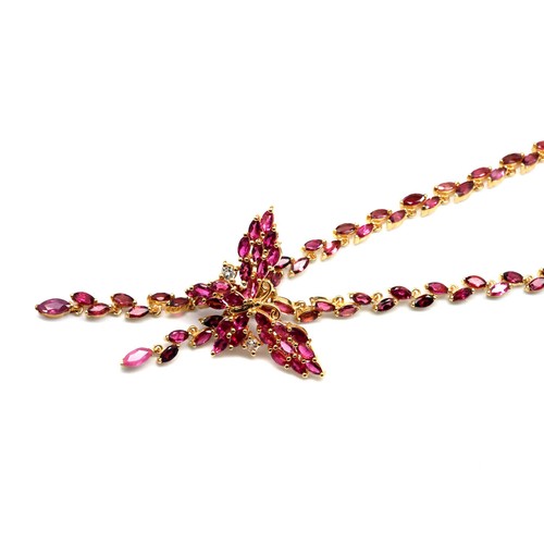 925 Sterling Silver Pink Tourmaline, Rubellite & Topaz Pendant & Necklace 20" - Picture 2 of 5