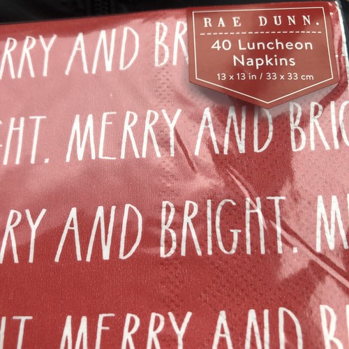 Rae Dunn Merry And Bright Mittagessen Servietten 40 pro Packung Rot Neu Urlaub - Bild 2 von 3