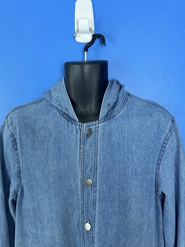 Wrangler Workwear Hooded Long line long sleeve Button Denim Shirt small - Picture 8 of 10
