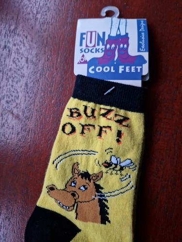 BUZZ OFF Kids horse socks child's size 7-11 socks horses equestrian animals FUN - Picture 2 of 8