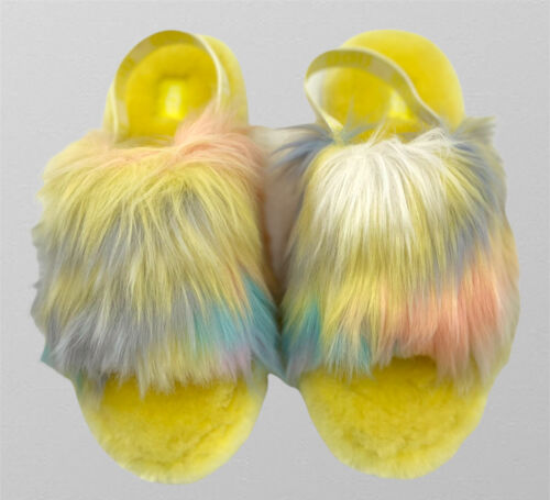 New UGG Fluff Yeah Slide Slippers Lemonade Tie Dye Youth Kids Sz 4 Women's Sz 6 - Picture 2 of 9