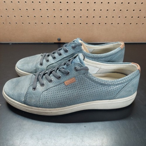 ECCO Soft 7 Shoes Mens 45 11.5 Gray Leather Comfort Lace Up Casual Sneaker - Picture 3 of 5
