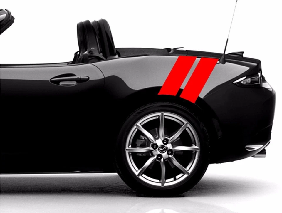 Calcomanía de vinilo doble barra de hash guardabarros trasero de 4" RACING STRIPES (se adapta a Mazda MIATA MX-5 Foto 4 de 4