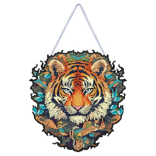 Acrylic Tiger Single-Sided Round Diamond Painting Hanging Pendant (20x20cm) - Foto 1 di 8