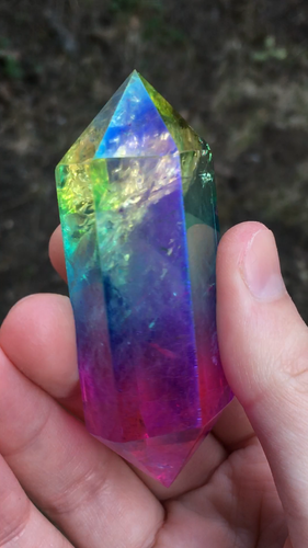Rainbow Aura DT Double Terminated Quartz Point Wand 2.5in - Video 1 of 1