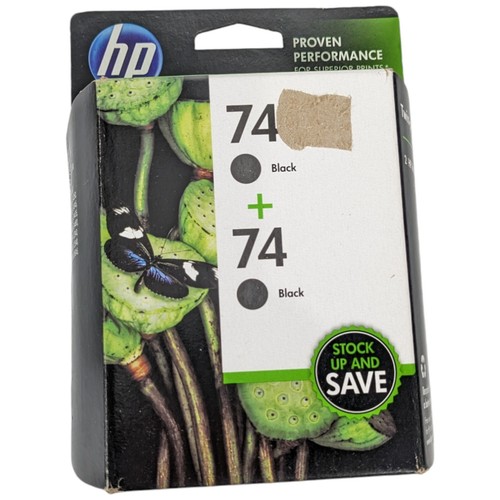 Genuine HP 74 Black OEM Cartridge 2 Pack New Sealed Original