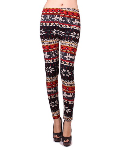 Neu mit Etikett Damen-Leggings verrückt wildes Aztekenmuster lässig Herzen Diamanten Tier Indien - Bild 7 von 10