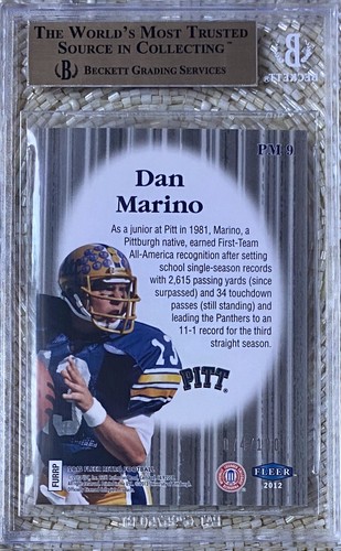 2012 FLEER RETRO PLAYMAKERS TEATRO /100 DAN MARINO BGS 9.5 POP 2 - Foto 2 di 2