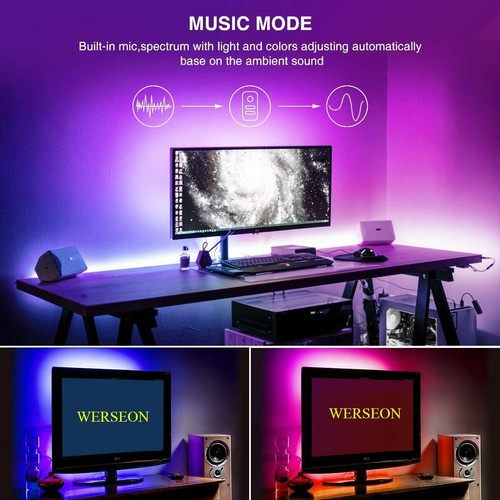 Music Sync LED WiFi Strip Light 32.8Ft RGB 300LED Waterproof Alexa Google Home - Picture 4 of 5