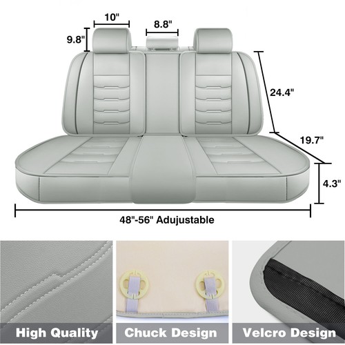 For Lexus Leather Car Seat Covers 5-Seats Front + Rear Full Set Protectors Gray - Picture 12 of 13