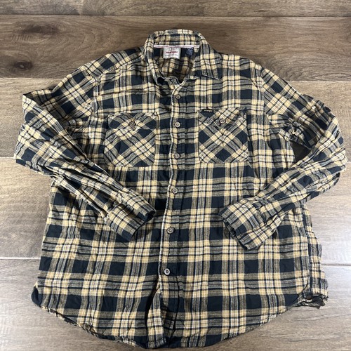 Wrangler Western Mens XL Black/Tan Plaid Flannel - Picture 4 of 9