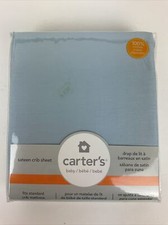 Carter's Sateen Crib Sheet Blue Fits Standard Crib Mattress New