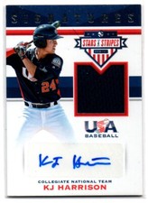 2017 USA Baseball Stars & Stripes and Signatures Jersey /299 KJ Harrison Auto