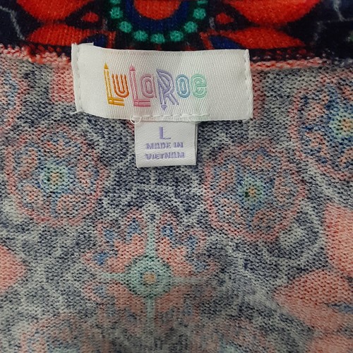 Lularoe Floral Long Cardigan Kimono Blue Red Flowers Sarah Women's Size Large - Picture 8 of 10