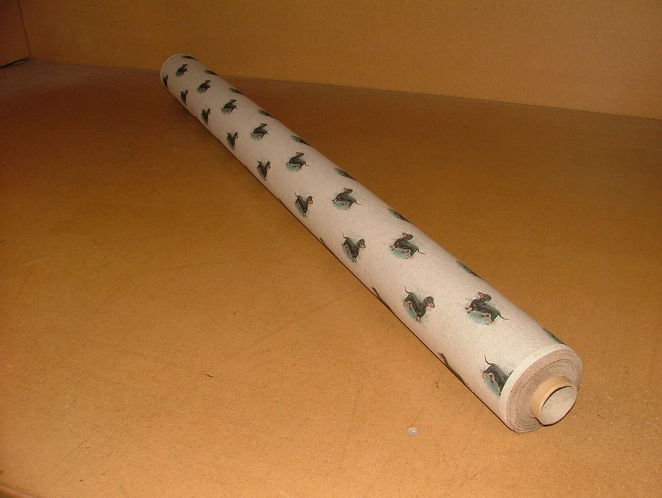 Sausage Dog Dachshund Fabric Cotton Rich Linen Curtain Cushion Upholstery Blinds - Image 4 of 4