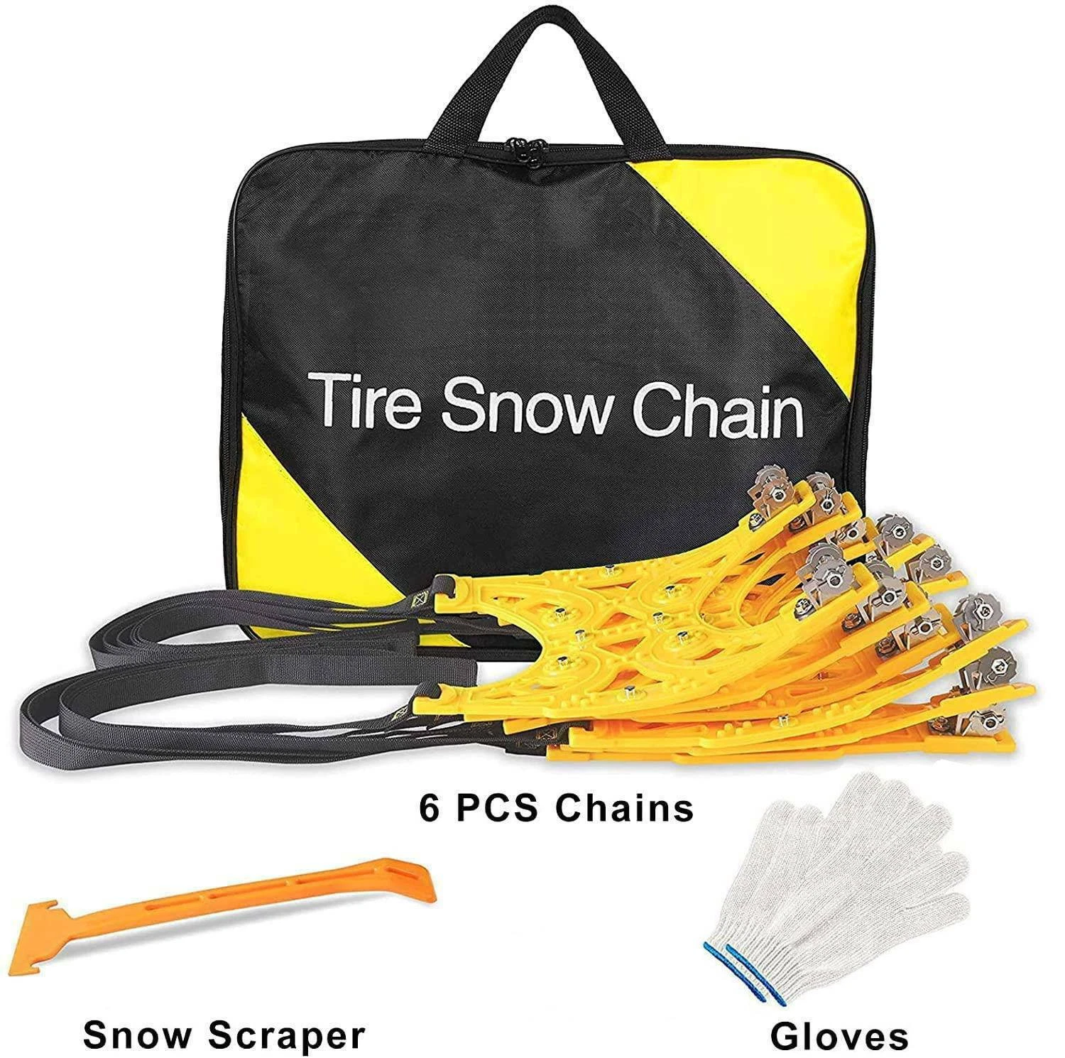 6 Pcs Emergency Adjustable Snow Chains Anti Skid Slip for Truck SUV ATV UTV VAN