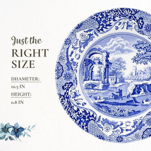 Spode Blue Italian Collection 10.5 Inch Round Dinner Plate, Fine Earthenware - Picture 7 of 7
