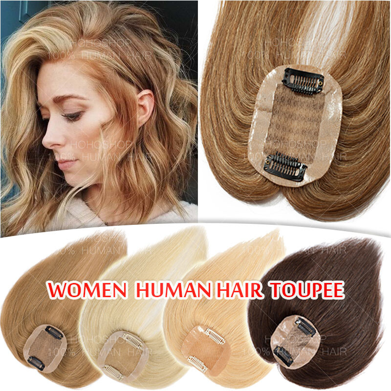 Namecute Women Clip In Hairpieces Toupee Top Closure Ombre Brown