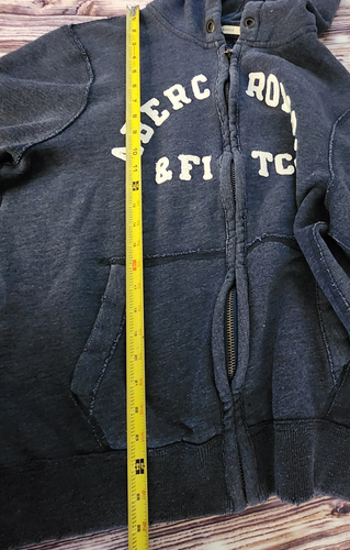 Abercrombie Fitch Hoodie Blue Logo Sweatshirt Spell Out Y2K Vintage Men's LG - Picture 8 of 14