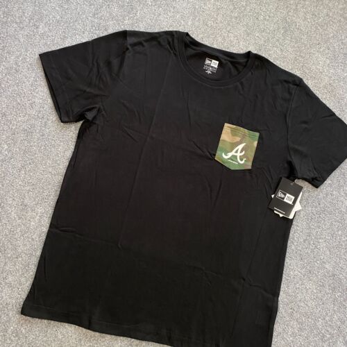 Atlanta Braves New Era Camo Pocket T-Shirt Adult X-Large Black MLB Baseball NWT - Picture 2 of 19