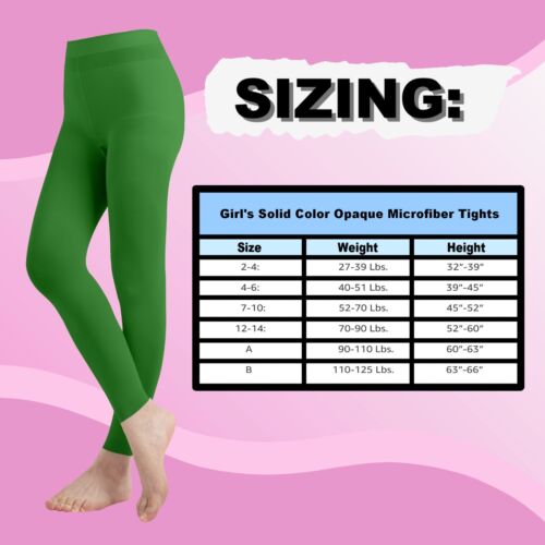 EMEM Apparel Girls' Solid Colored Microfiber Opaque Footless Tights - Picture 76 of 160