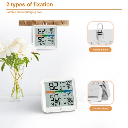 Digital LCD Thermo-Hygrometer Alarm Clock Indoor Thermometer & Humidity Meter - Imagen 7 de 10