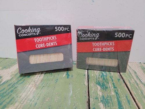 2 Sets Cooking Concepts Toothpicks Cure-Dents Wooden Double Round Tip 1000 PC - Picture 1 of 2