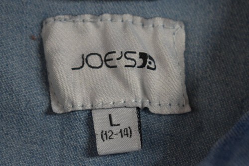 Joes Girl Blue Embroided Flowers Long Sleeve Button Up Denim Crop Jacket L 12-14 - Picture 5 of 6