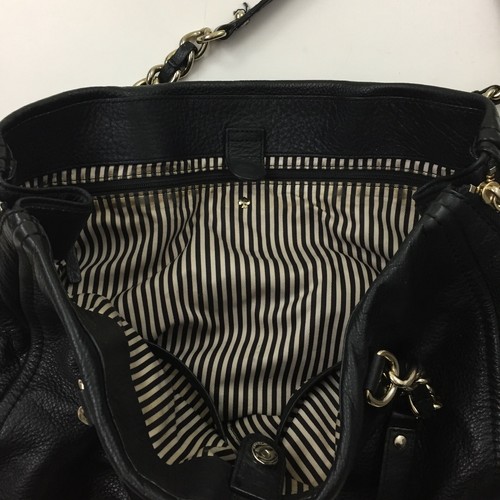 KATE SPADE NEW YORK Medium/Large Black Leather Striped Lining Handbag Purse Bag - Picture 8 of 12