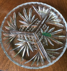 Vintage-Poland-Irena-Lead-Crystal-Glass-Relish-Divided-Dish