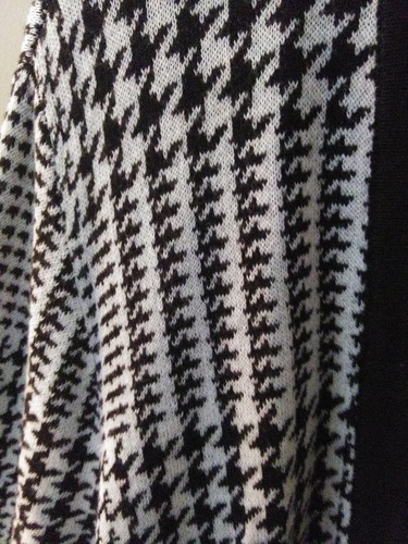NWT CROFT & BARROW XL Open Front Cardigan Sweater Houndstooth Plaid Black White - Picture 5 of 9