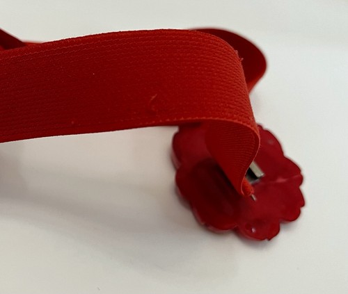 Women’s Vintage Belt Floral Design Red Elastic Stretchy - Picture 13 of 21