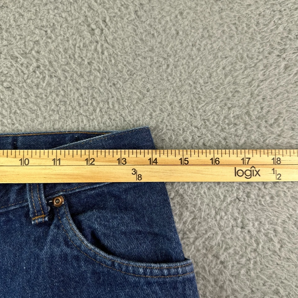 Pantalones de mezclilla H.I.S vintage elegantes para mujer 28 azules mamá dobladillo crudo tiro alto años 70 80 28x25 Foto 4 de 4