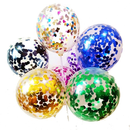 10pcs 12" Confetti Filled Latex Balloons Birthday Wedding Party Decors Free Pump - Picture 1 of 21