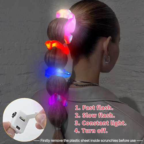 9 PCS Light up Scrunchies Colorful Elastic Hair Ties with 3 Light Mode NO ZIPPER - Picture 3 of 12