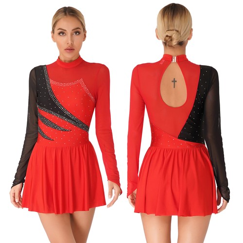 Gonna donna abito strass ginnastica danza body color block abbigliamento danza - Foto 4 di 61